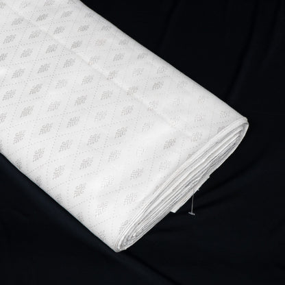 White Self-Patterned Cotton Blend Jacquard Fabric - 44" (112 cm)