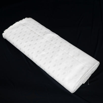White Self-Patterned Cotton Blend Jacquard Fabric - 44" (112 cm)