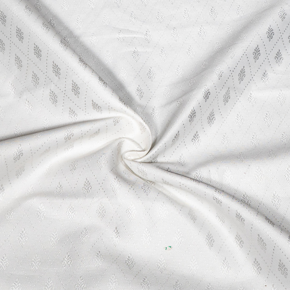 White Self-Patterned Cotton Blend Jacquard Fabric - 44" (112 cm)