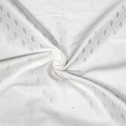 White Self-Patterned Cotton Blend Jacquard Fabric - 44" (112 cm)