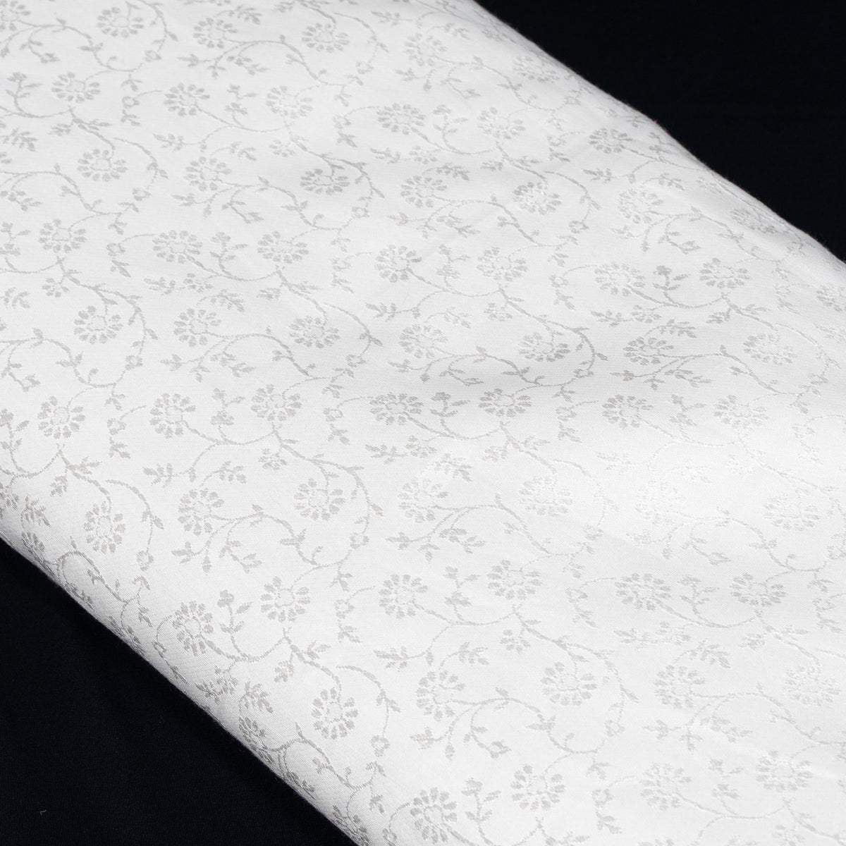 White Self-Patterned Cotton Blend Jacquard Fabric - 44" (112 cm)