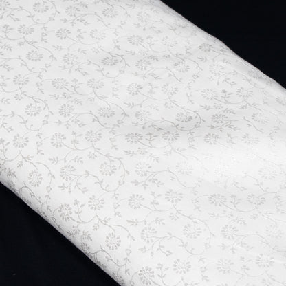 White Self-Patterned Cotton Blend Jacquard Fabric - 44" (112 cm)