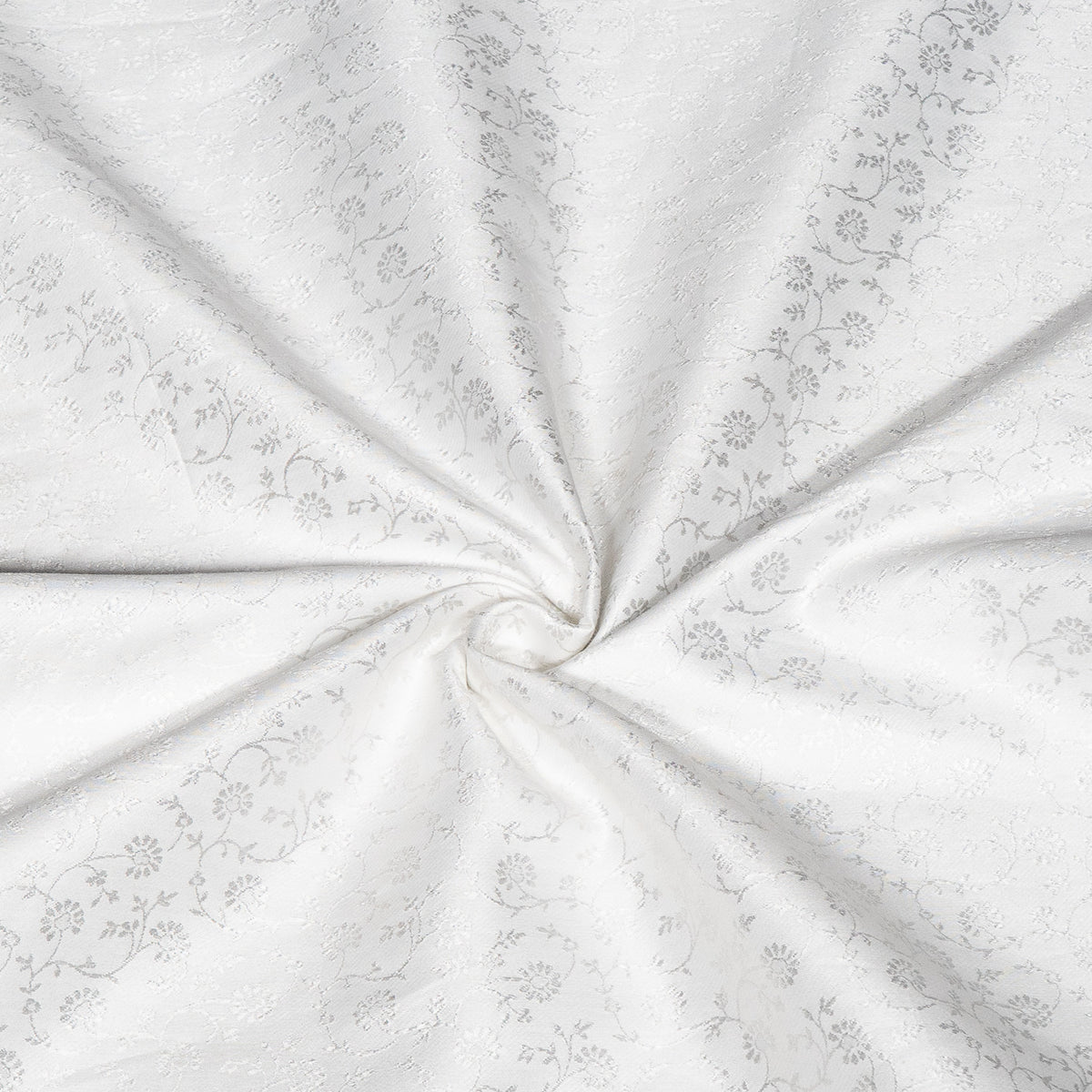 White Self-Patterned Cotton Blend Jacquard Fabric - 44" (112 cm)