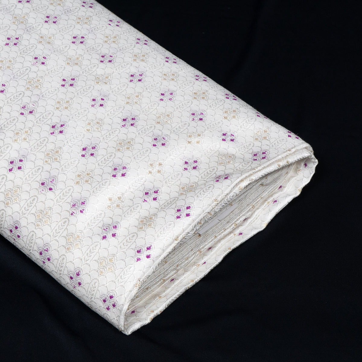 Purple, Golden & White Cotton Blend Jacquard Fabric - 44" (112 cm)