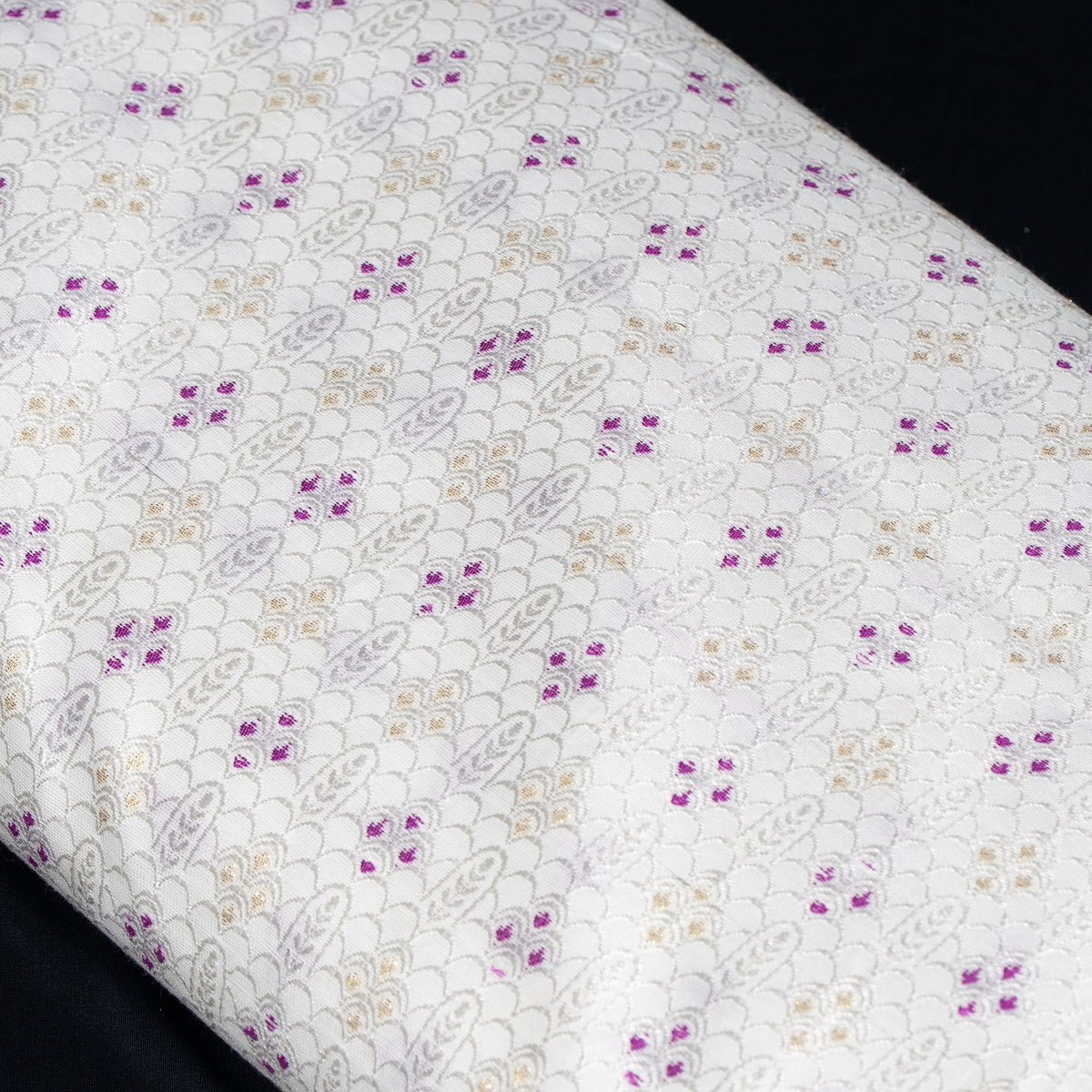 Purple, Golden & White Cotton Blend Jacquard Fabric - 44" (112 cm)