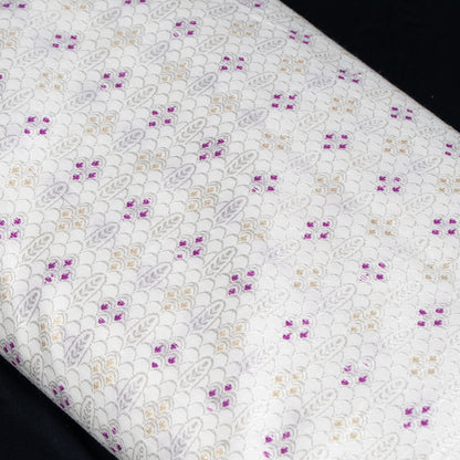 Purple, Golden & White Cotton Blend Jacquard Fabric - 44" (112 cm)