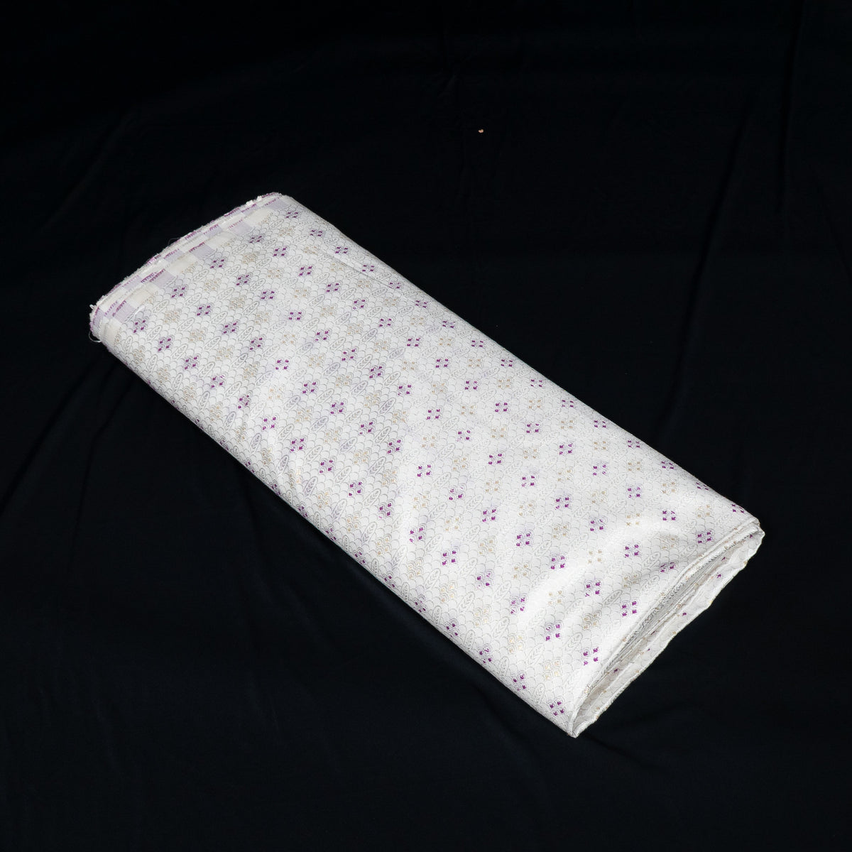 Purple, Golden & White Cotton Blend Jacquard Fabric - 44" (112 cm)