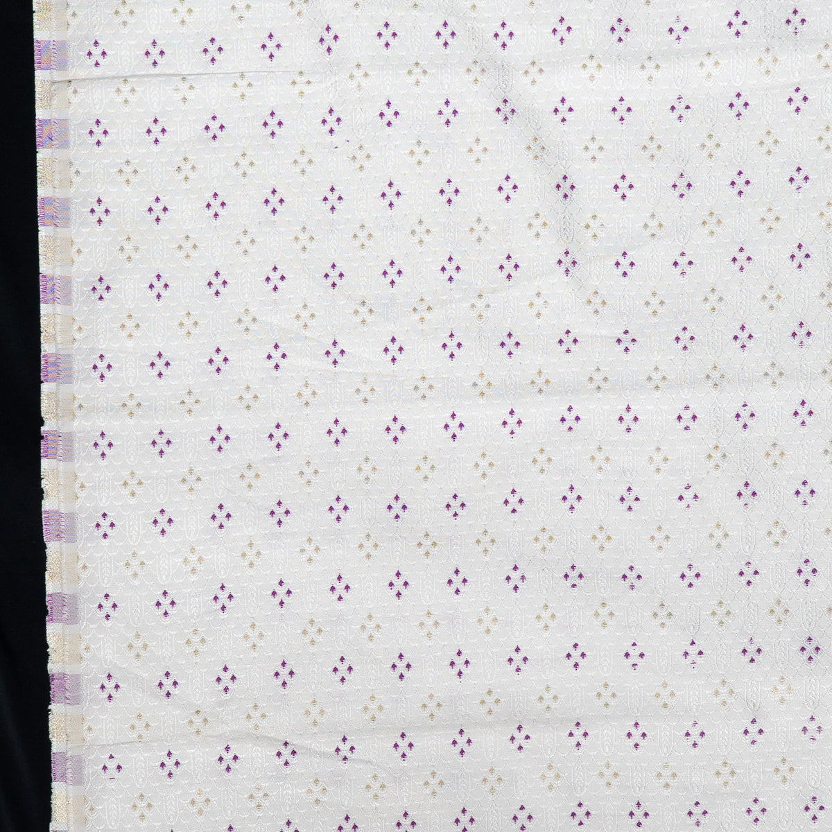 Purple, Golden & White Cotton Blend Jacquard Fabric - 44" (112 cm)