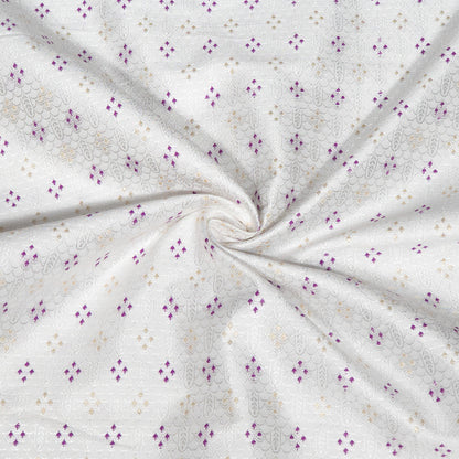 Purple, Golden & White Cotton Blend Jacquard Fabric - 44" (112 cm)