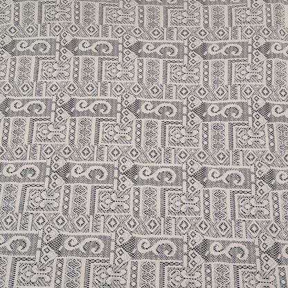 Off White Geometric Design Dyeable Cotton Net (SKU: N-103)