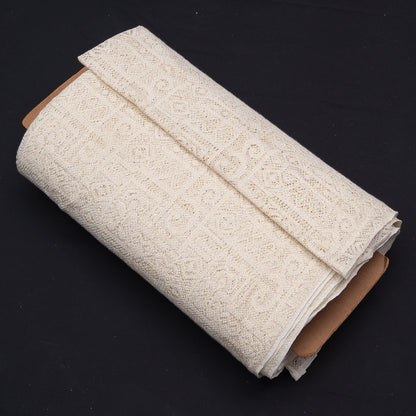 Off White Geometric Design Dyeable Cotton Net (SKU: N-103)