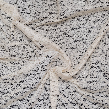 Off White Small Floral Design Dyeable Cotton Net (SKU: N-115)