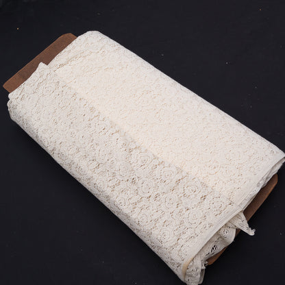 Off White Small Floral Design Dyeable Cotton Net (SKU: N-115)