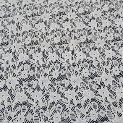 Off White Floral Design Dyeable Cotton Net (SKU: N-121)