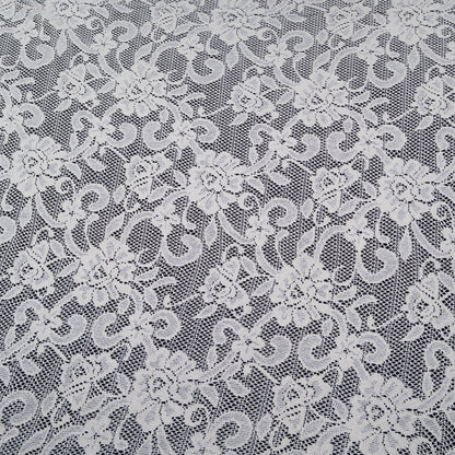 Off White Floral Design Dyeable Cotton Net (SKU: N-154)