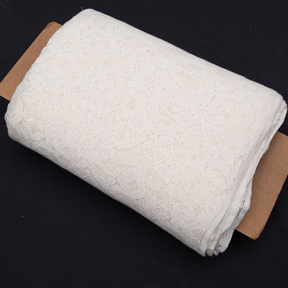 Off White Floral Design Dyeable Cotton Net (SKU: N-154)