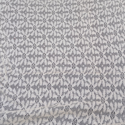 Off White Floral Design Dyeable Cotton Net (SKU: N-170)
