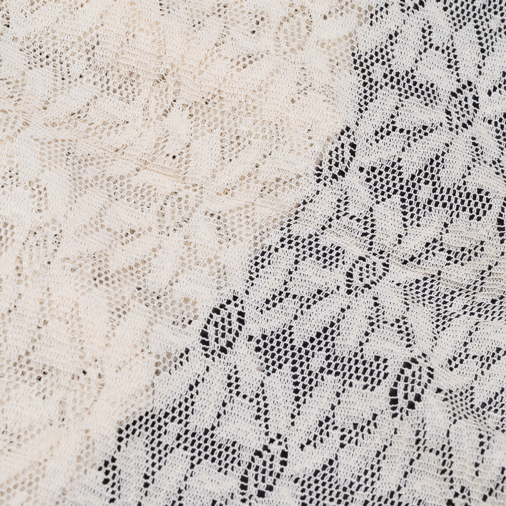 Off White Floral Design Dyeable Cotton Net (SKU: N-170)