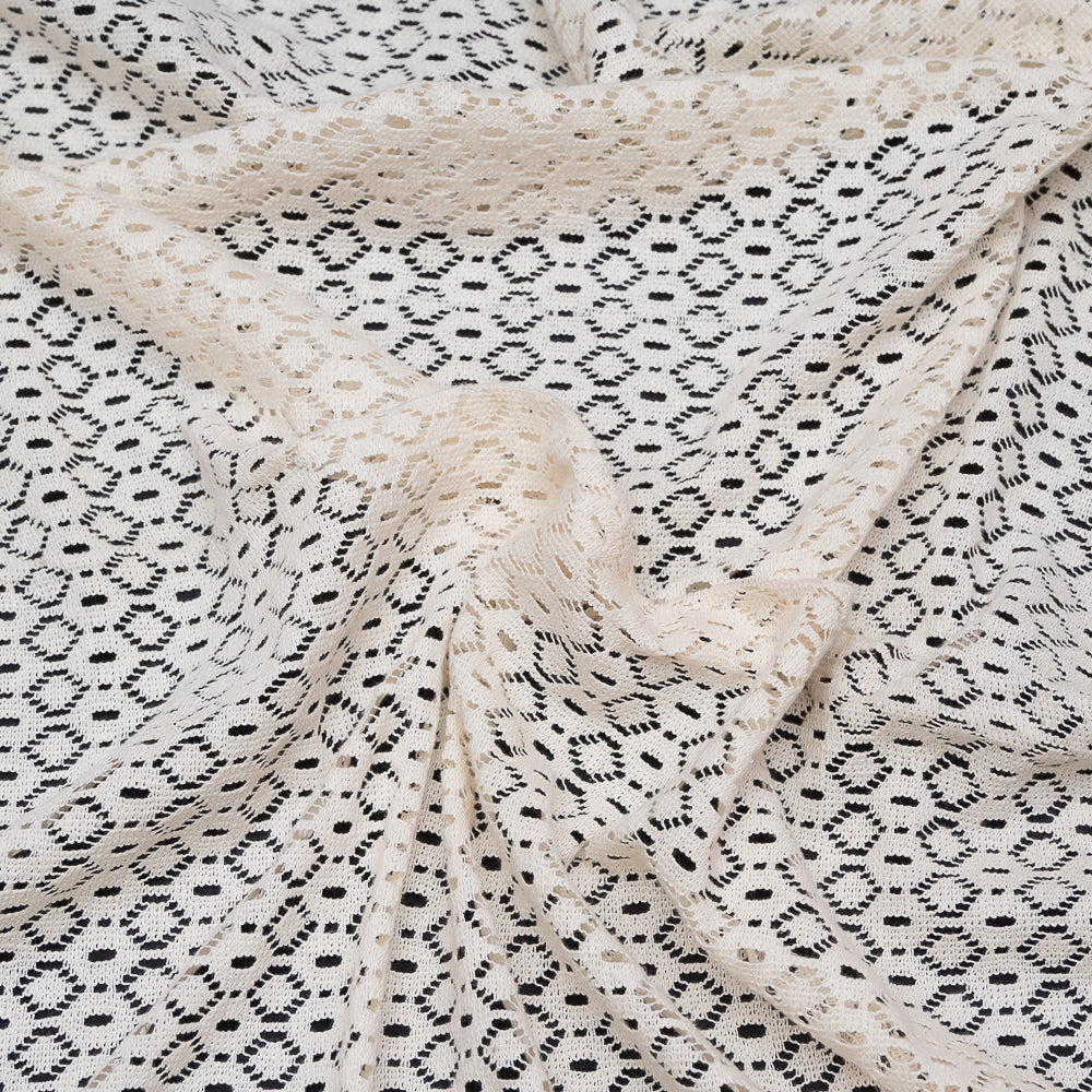 Off White Small Circle Design Dyeable Cotton Net (SKU: N-171)