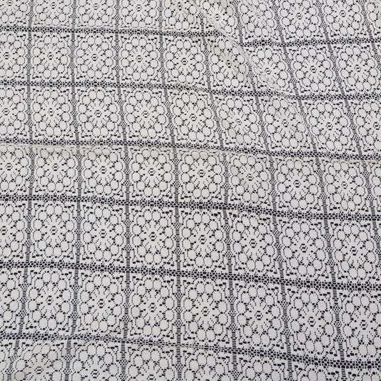 Off White Big  Floral Cotton Net (SKU: N-174)
