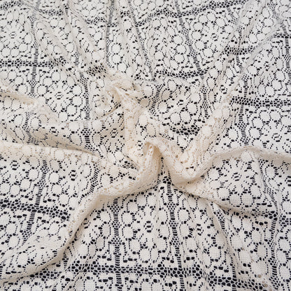 Off White Big  Floral Cotton Net (SKU: N-174)