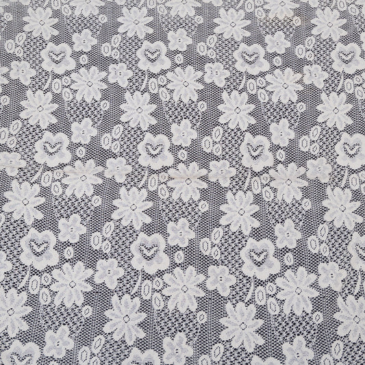 Off-White Floral Cotton Dyeable Net Fabric - 44" (112 cm)