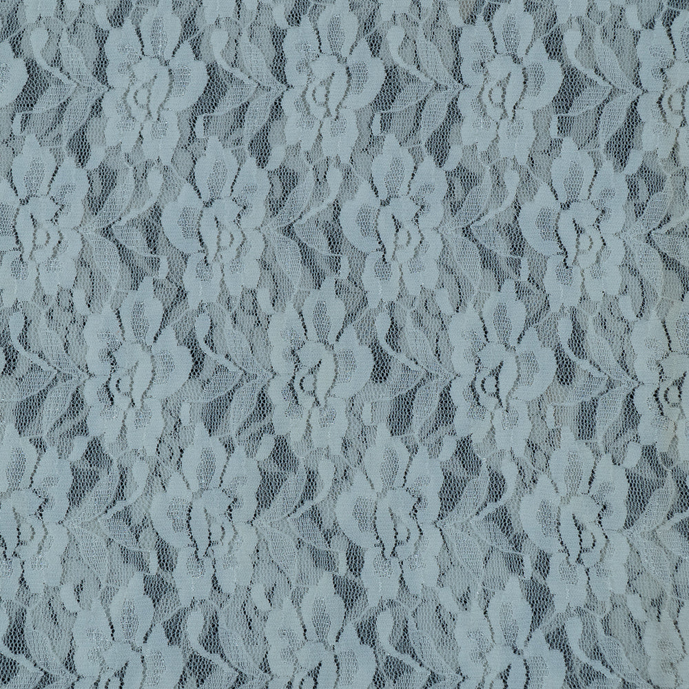 White Floral Design Dyeable Lycra Nylon Net (SKU: N-1)