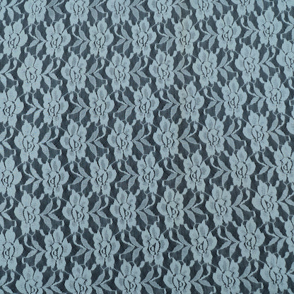 White Floral Design Dyeable Lycra Nylon Net (SKU: N-1)