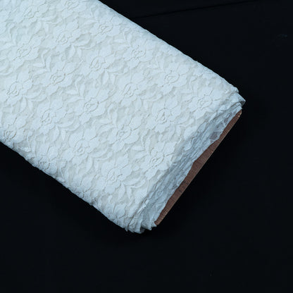 White Floral Design Dyeable Lycra Nylon Net (SKU: N-1)