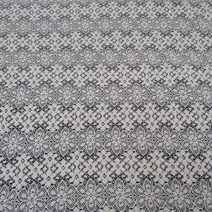 Off White Floral Design Dyeable Cotton Net (SKU: N-210)
