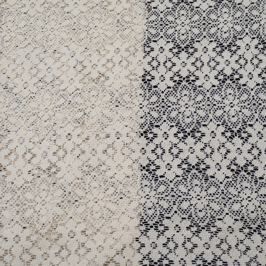 Off White Floral Design Dyeable Cotton Net (SKU: N-210)