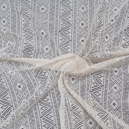 Off White Geometric Design Dyeable Cotton Net (SKU: N-286)