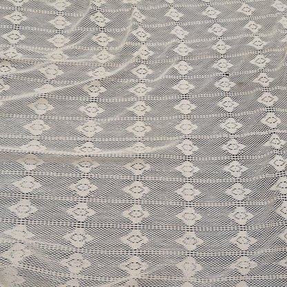 Off White Floral Design Dyeable Cotton Net (SKU: N-292)