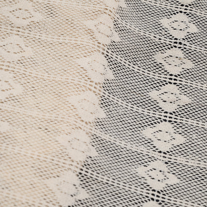 Off White Floral Design Dyeable Cotton Net (SKU: N-292)