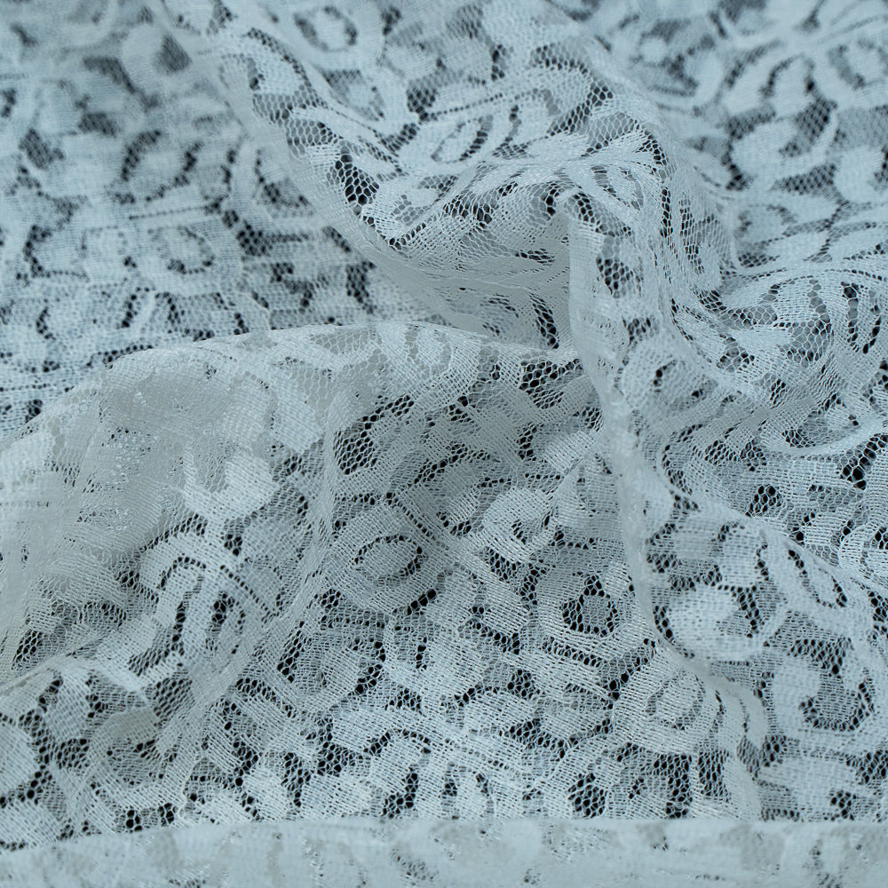 White Floral Design Dyeable Nylon Net (SKU: N-2)