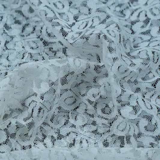 White Floral Design Dyeable Nylon Net (SKU: N-2)