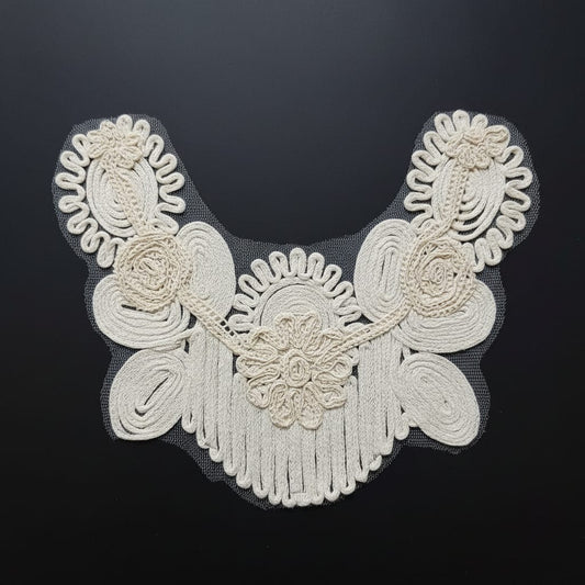 Off White Dyeable Cotton Net Dori Patch (Width : 11 Inch & Length : 12 Inch)