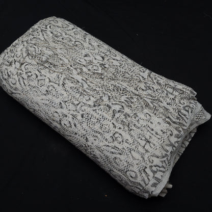 Black & White Floral Design Dyeable Cotton Net (SKU: N-353)