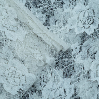 White Lotus Floral Design Dyeable Nylon Net (SKU: N-3)