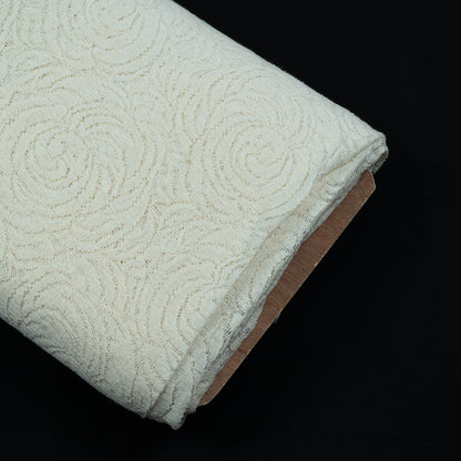 Off White Big Rose Design Dyeable Nylon Net (SKU: N-4)