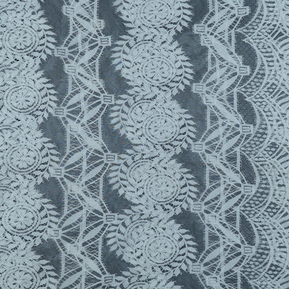 White Floral Design Dyeable Nylon Net Pannel  (SKU: N-5)