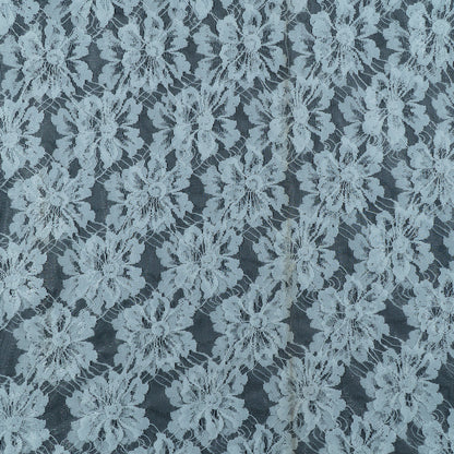 White Floral Design Dyeable Nylon Net (SKU: N-6)