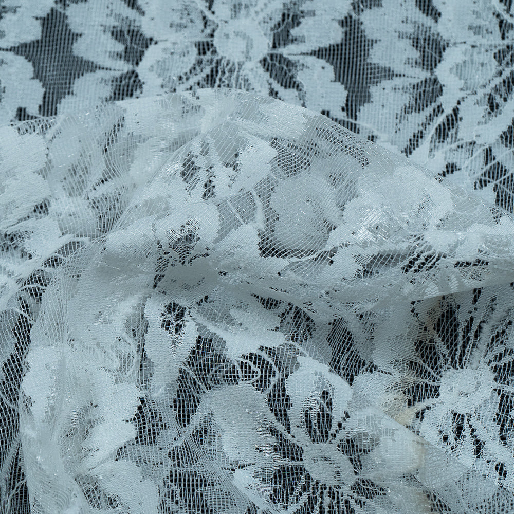 White Floral Design Dyeable Nylon Net (SKU: N-6)