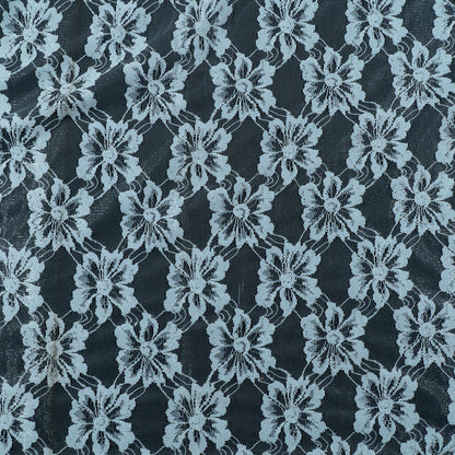 White Floral Design Dyeable Nylon Net (SKU: N-6)