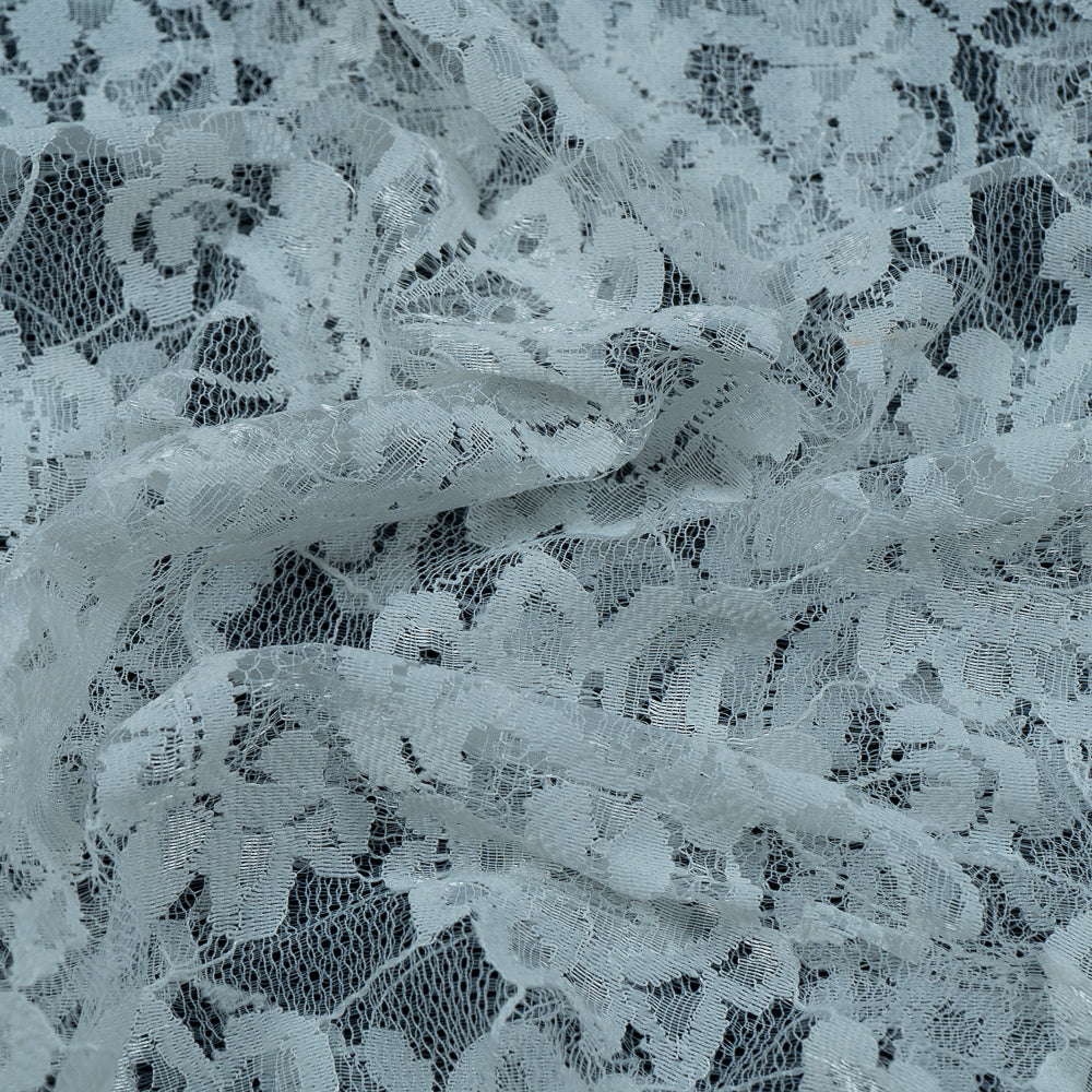 White Floral Design Dyeable Nylon Net (SKU: N-8)