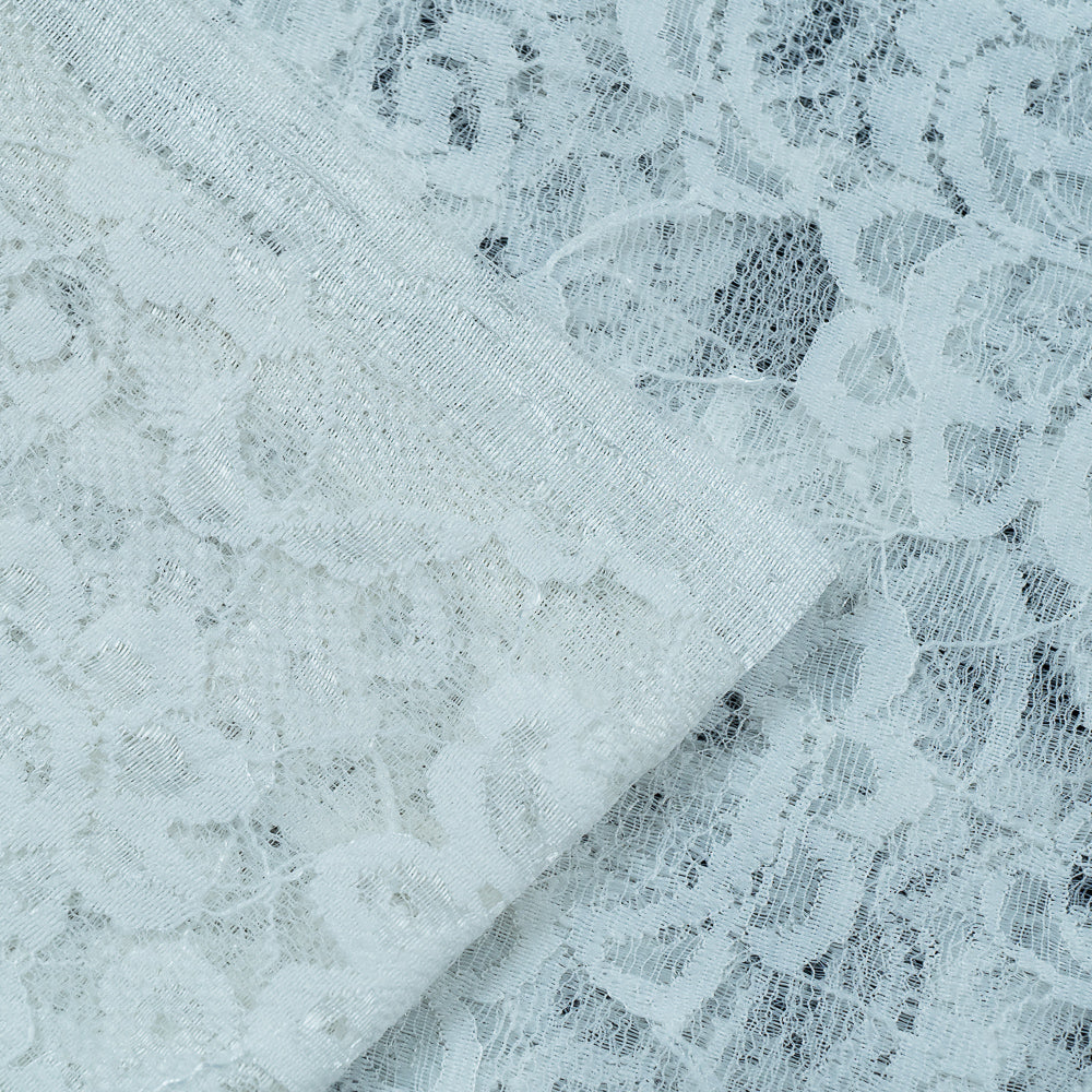 White Floral Design Dyeable Nylon Net (SKU: N-8)