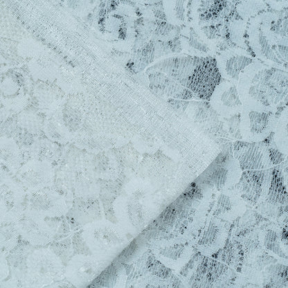 White Floral Design Dyeable Nylon Net (SKU: N-8)