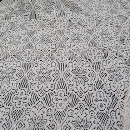 Off White Floral Design Dyeable Cotton Net (SKU: N-92)