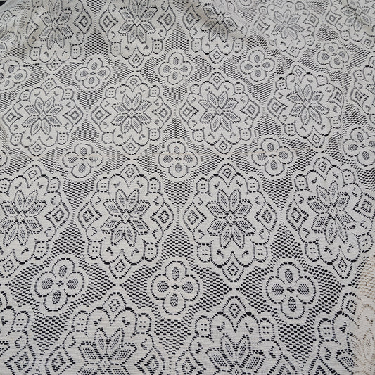 Cream Floral Cotton Dyeable Net Fabric - 44" (112 cm)