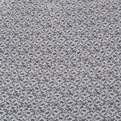 Off White Floral Design Dyeable Cotton Net (SKU: N-95)